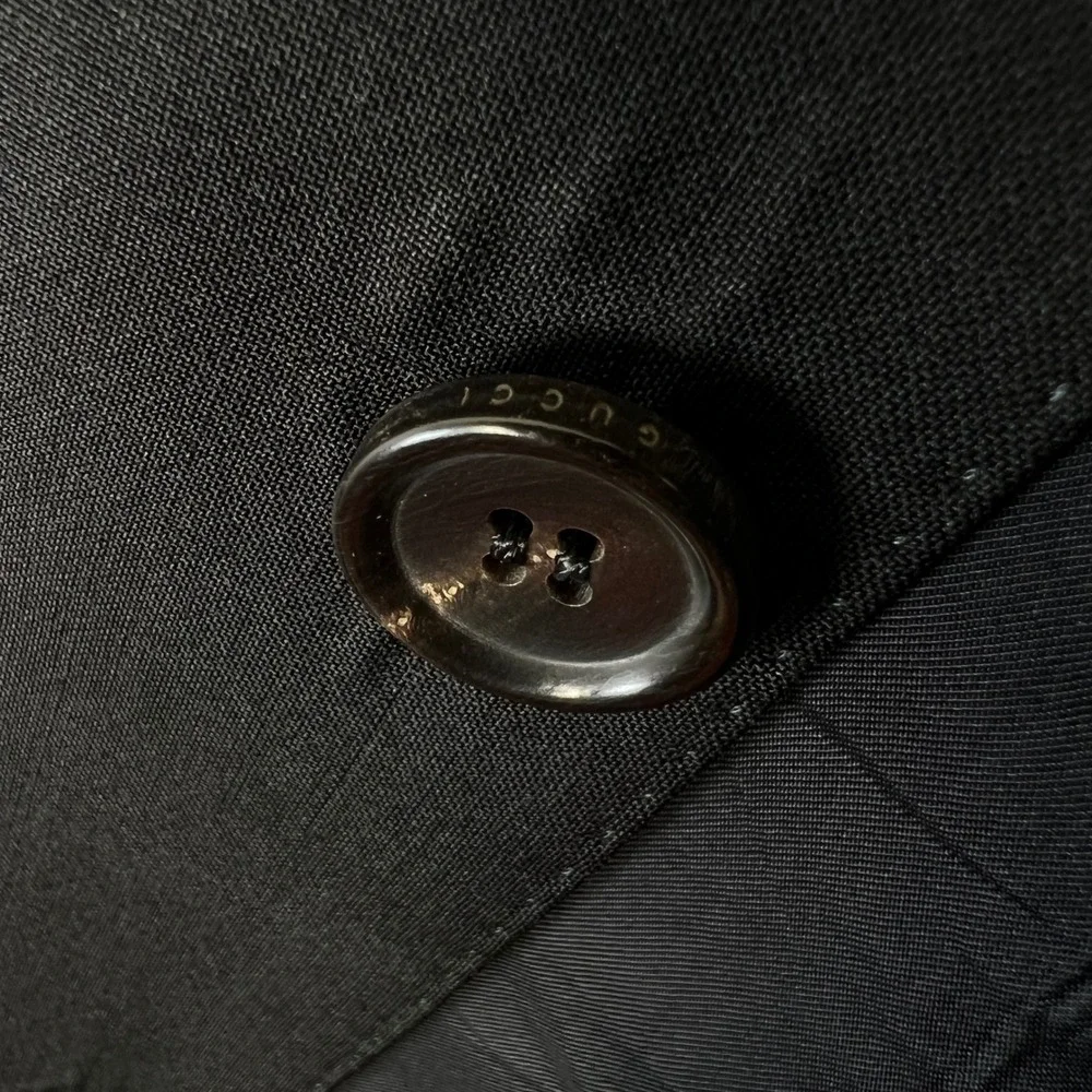 Gucci Black Wool Blazer Jacket Tailored Two Button Structured Minimalist 48R